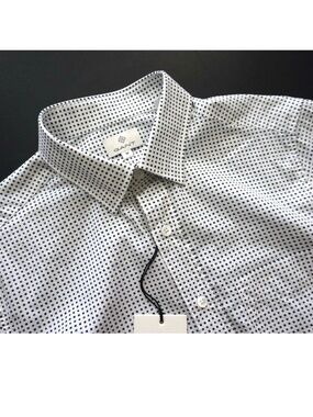 Gant Shirt Rugger 363054 Geo Print Fitted Navy Long Sleeve Cotton Small S
